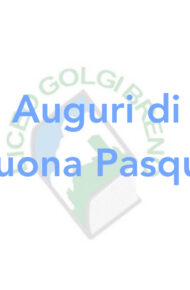 Immagine che riporta la dicitura Buona Pasqua con lo sfondo del logo del liceo Golgi